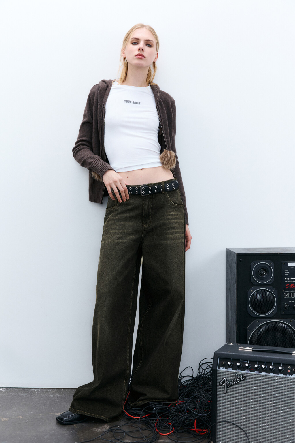 Джинсы baggy fit со средней посадкой - цвет темный тинт - 1