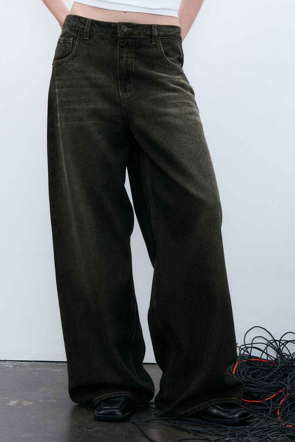 Джинсы baggy fit со средней посадкой - цвет темный тинт - 2