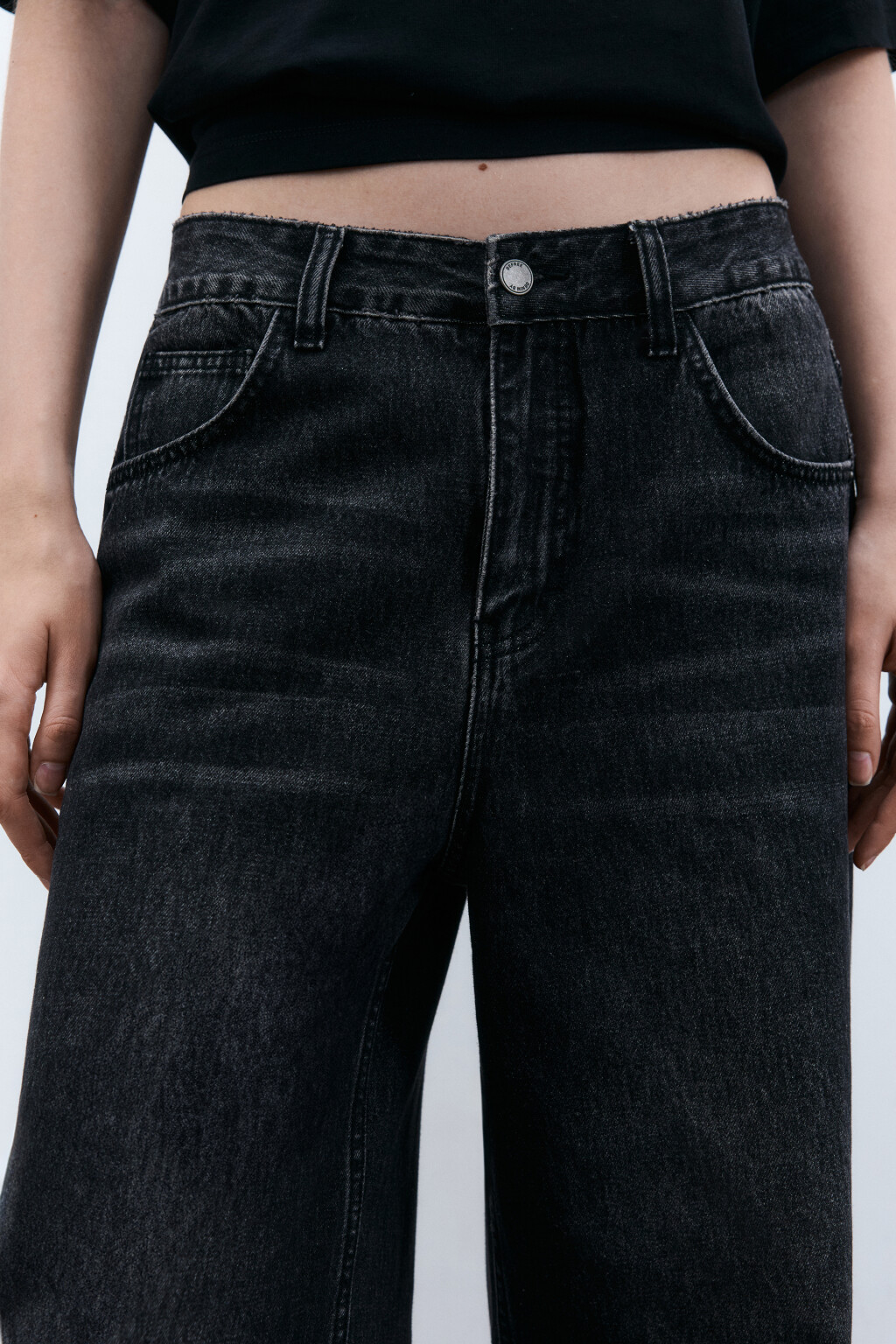 Джинсы baggy fit с принтом - цвет серый - 5