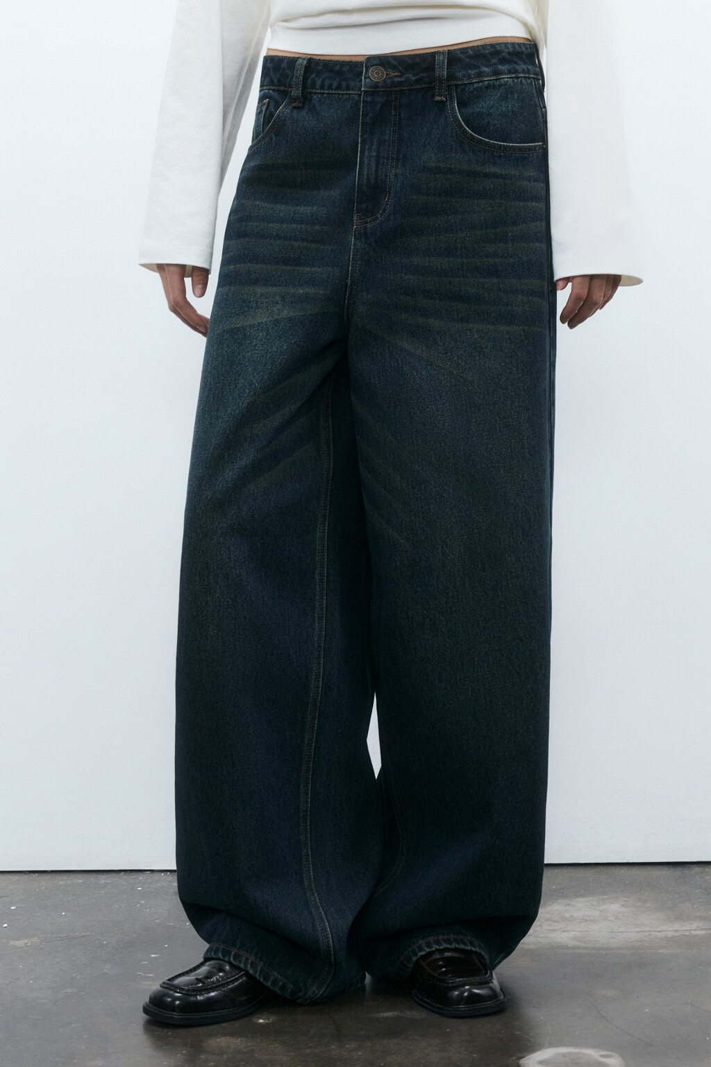 Джинсы baggy fit со средней посадкой - цвет темный тинт - 2