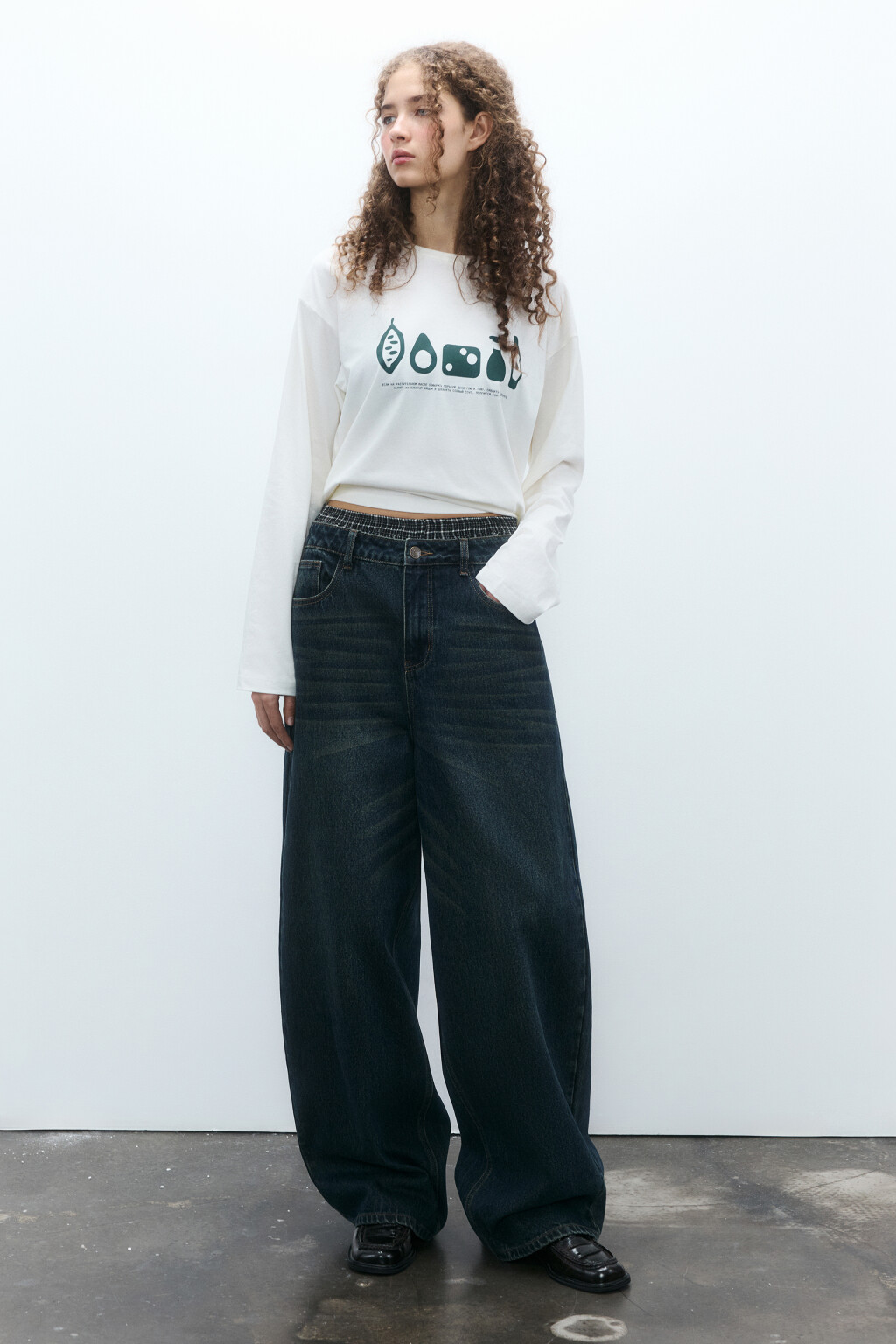 Джинсы baggy fit со средней посадкой - цвет темный тинт - 4