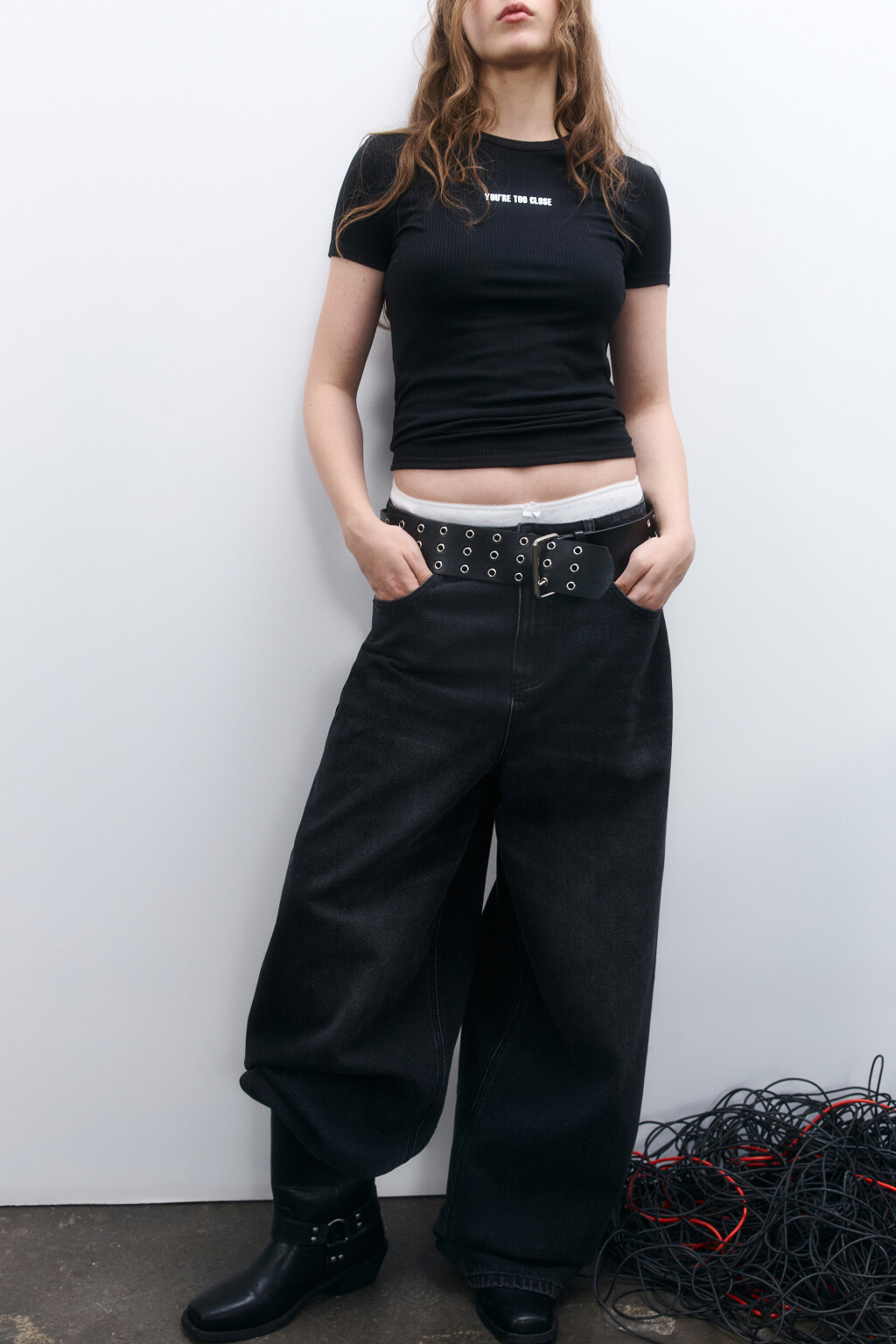 Джинсы baggy fit со средней посадкой - цвет черный - 1