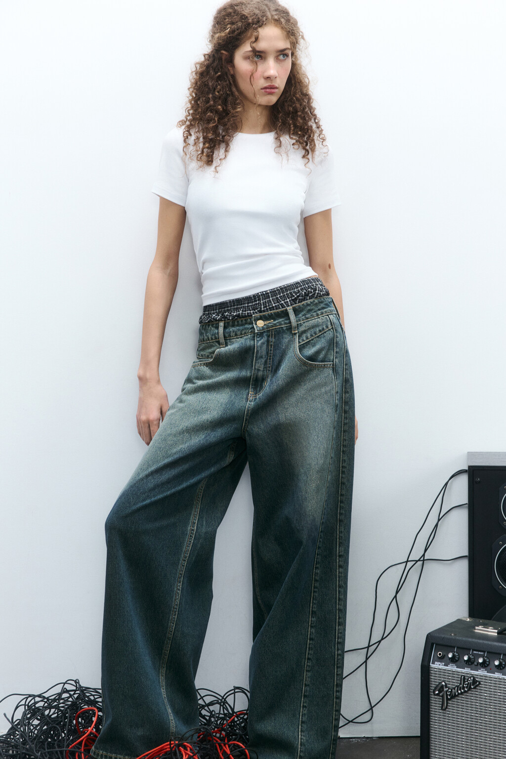 Джинсы baggy fit со средней посадкой - цвет темный тинт - 1