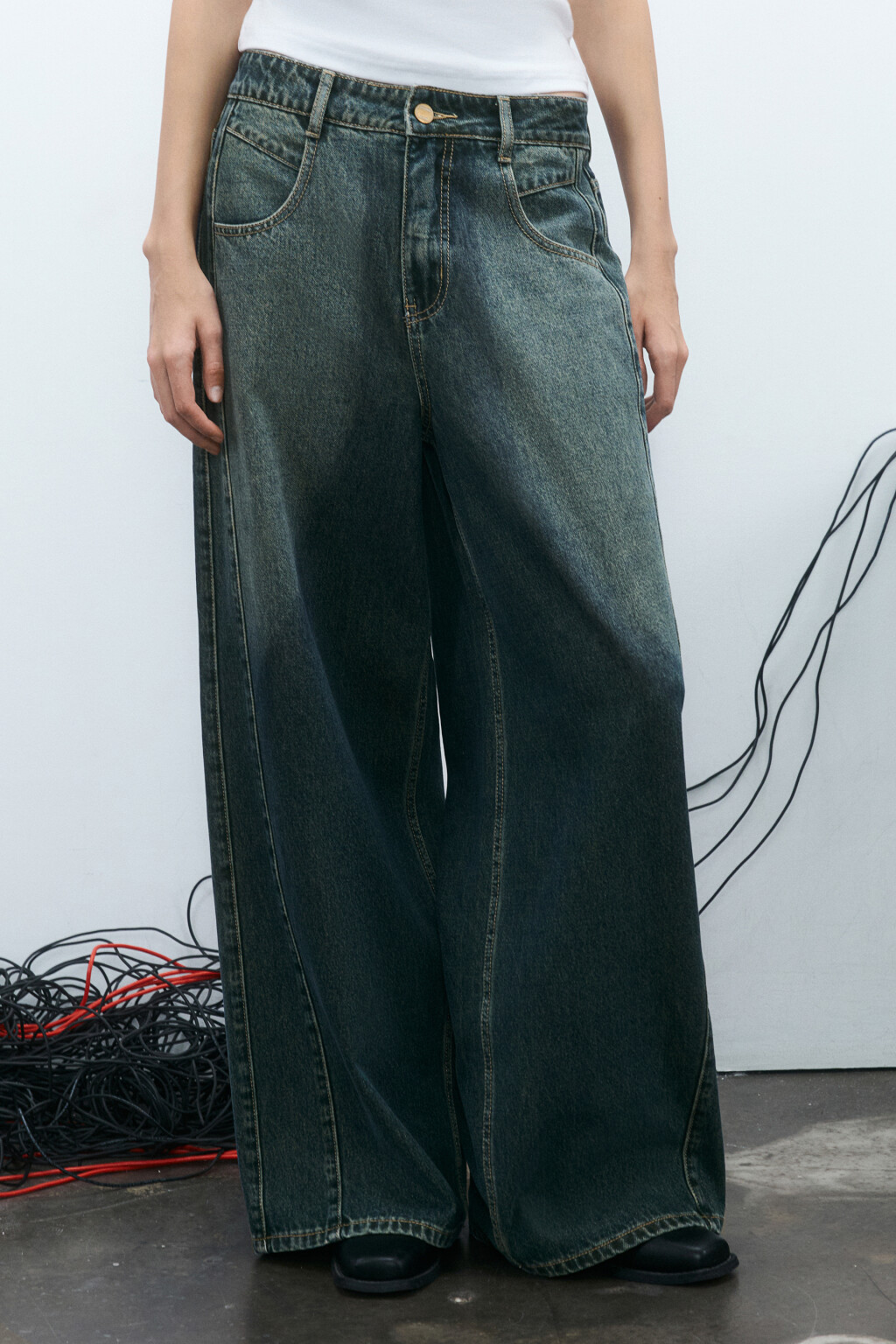 Джинсы baggy fit со средней посадкой - цвет темный тинт - 2