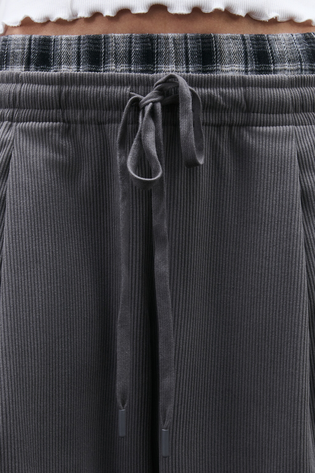 Брюки на завязках с бельевым поясом - цвет серый - 5