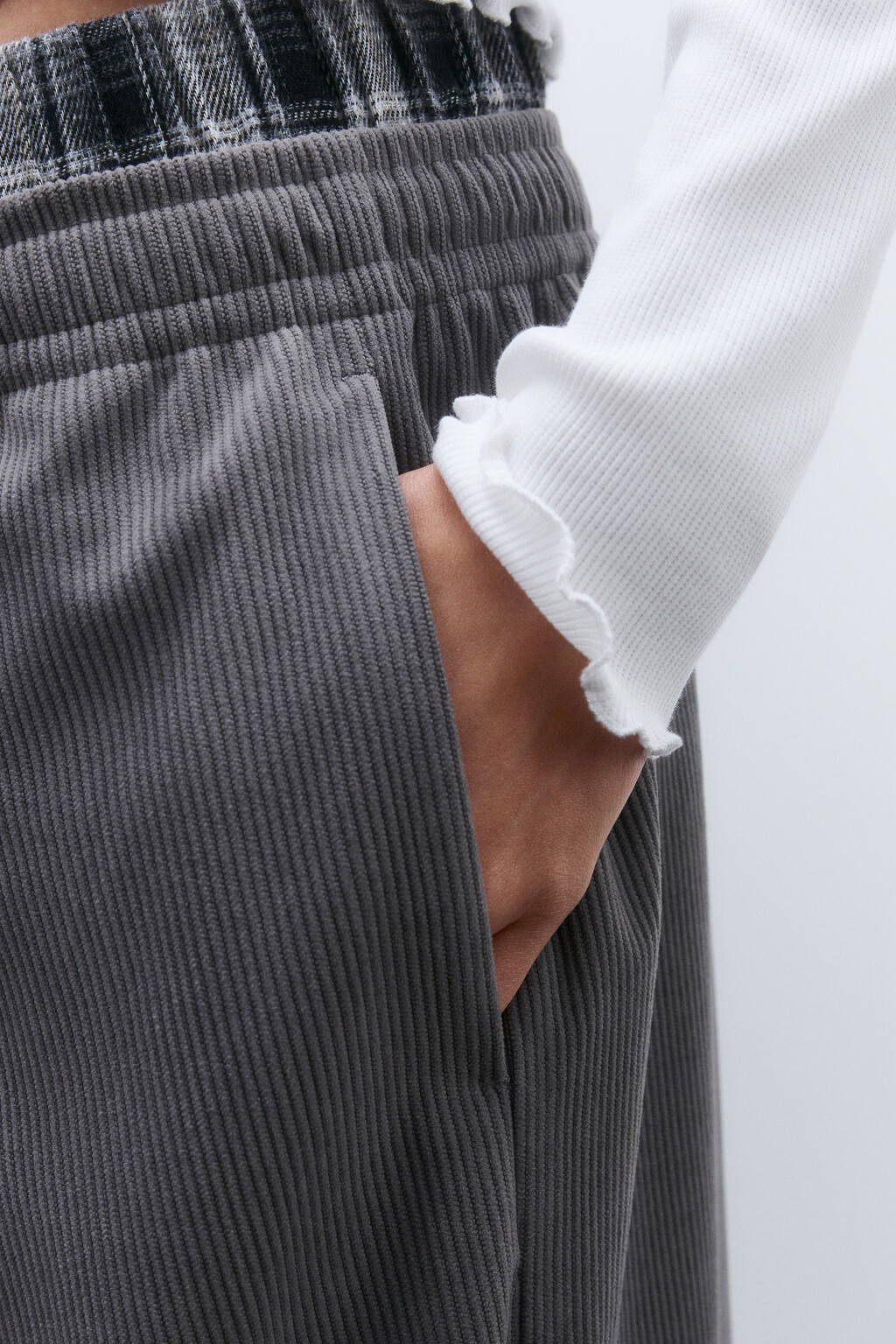 Брюки на завязках с бельевым поясом - цвет серый - 6