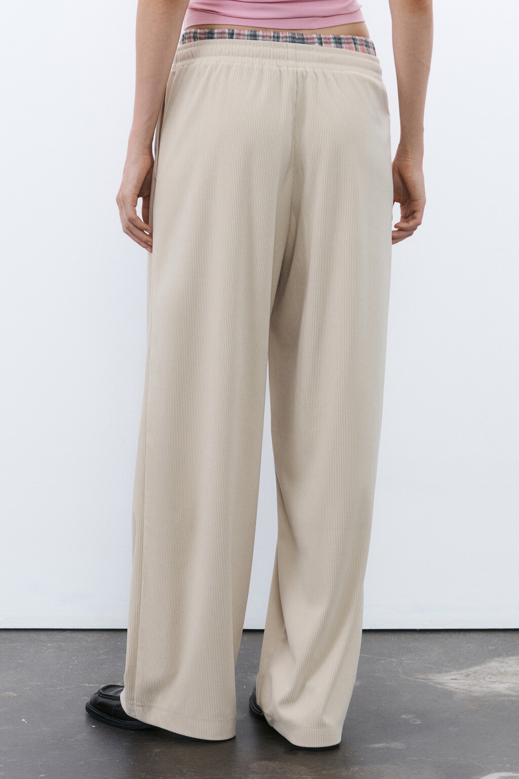 Брюки на завязках с бельевым поясом - цвет бежевый - 3