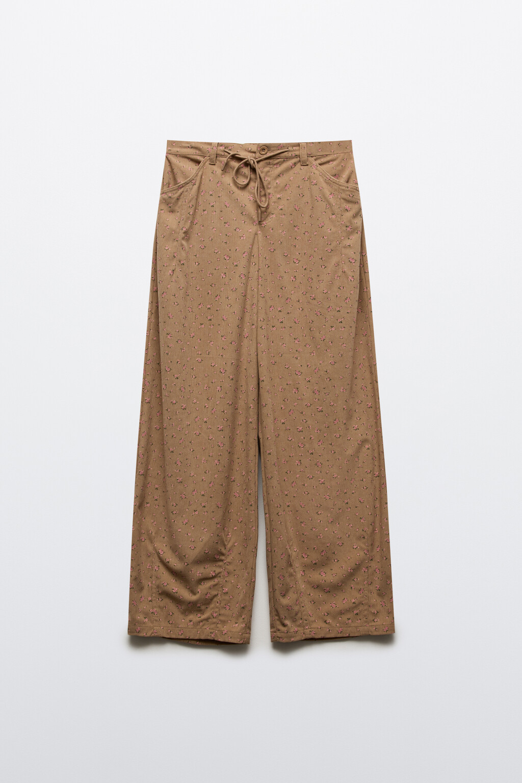 Брюки широкие с цветочным принтом - цвет коричневый - 7