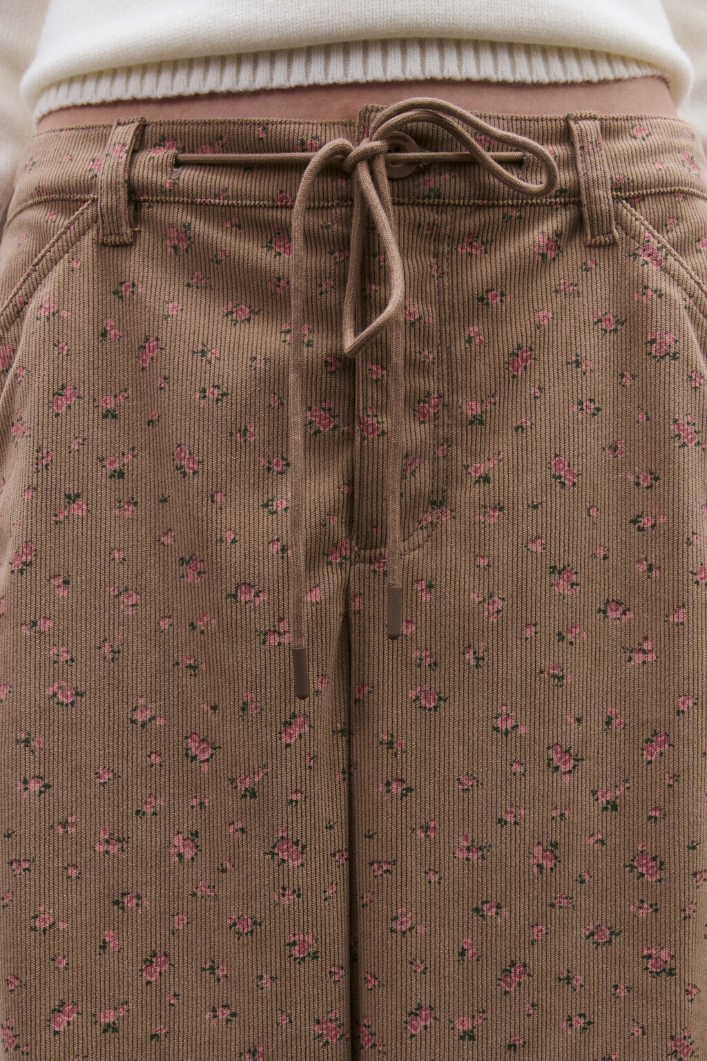 Брюки широкие с цветочным принтом - цвет коричневый - 5
