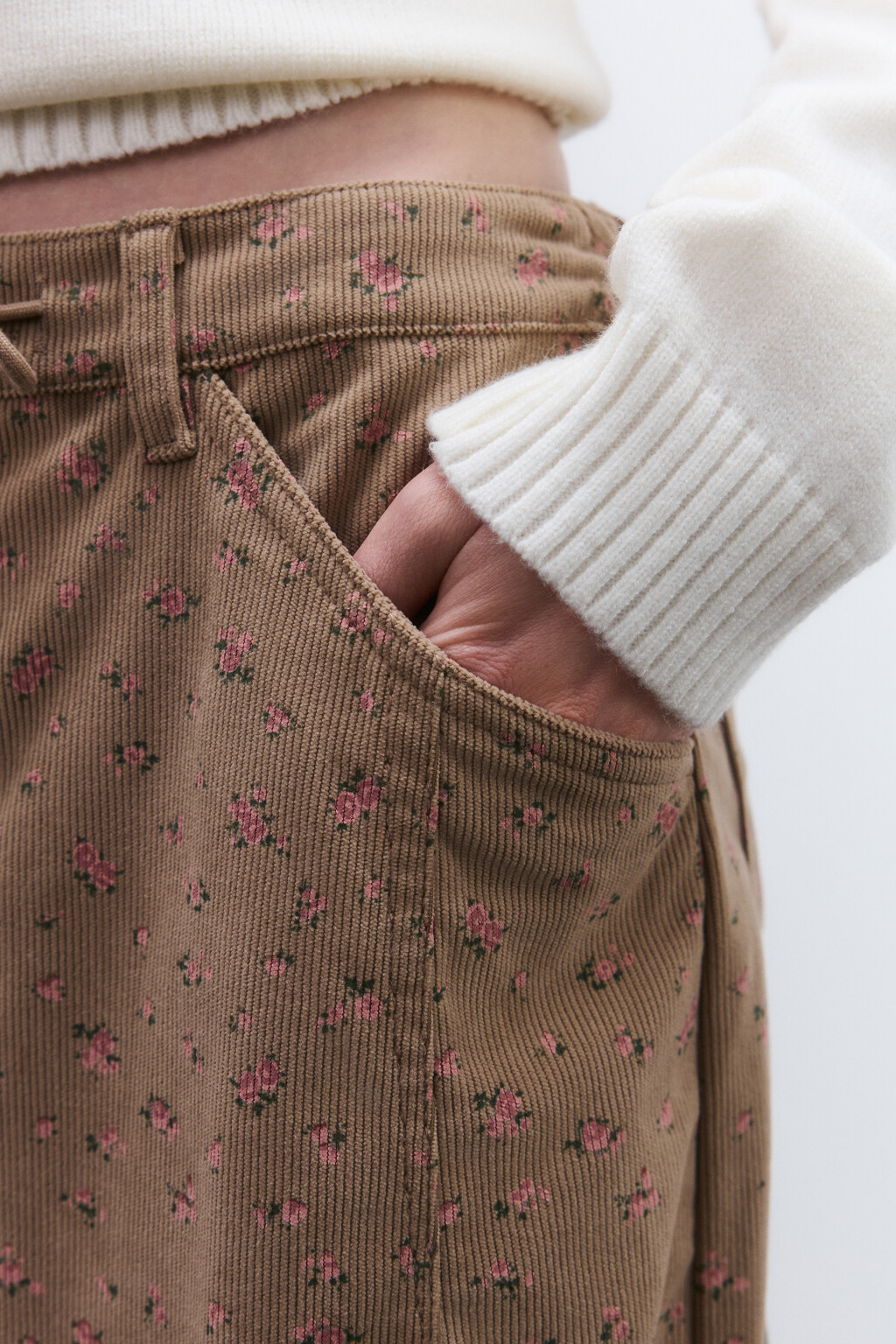 Брюки широкие с цветочным принтом - цвет коричневый - 6