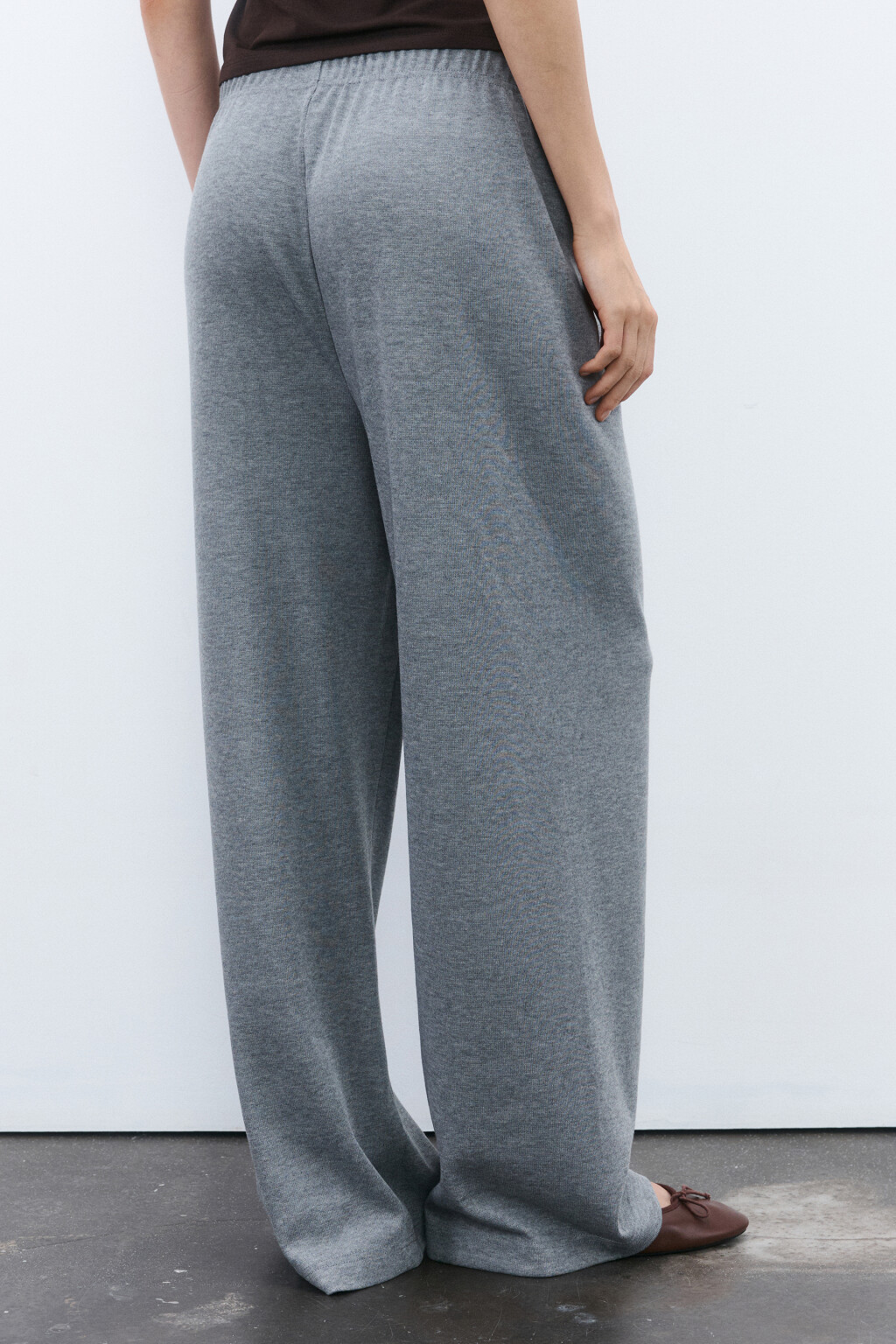 Брюки широкие трикотажные - цвет серый - 3