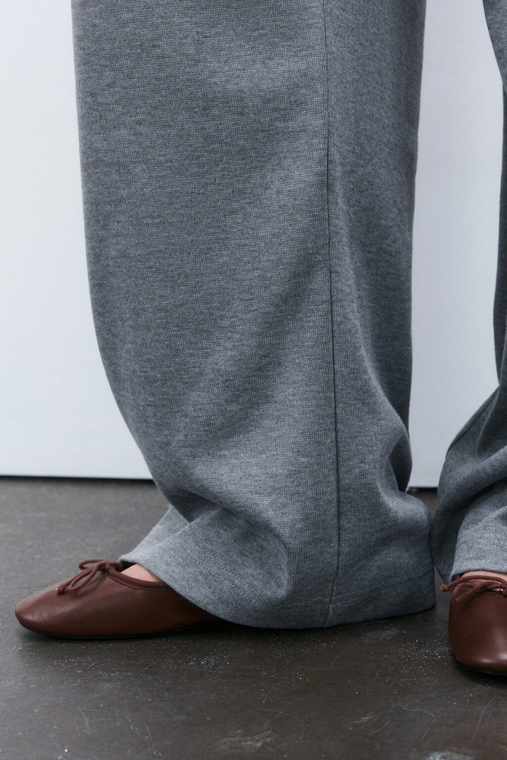 Брюки широкие трикотажные - цвет серый - 6