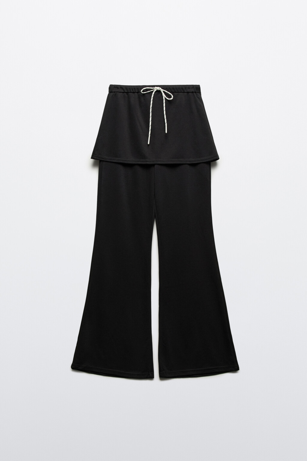 Брюки клеш трикотажные с баской - цвет черный - 7