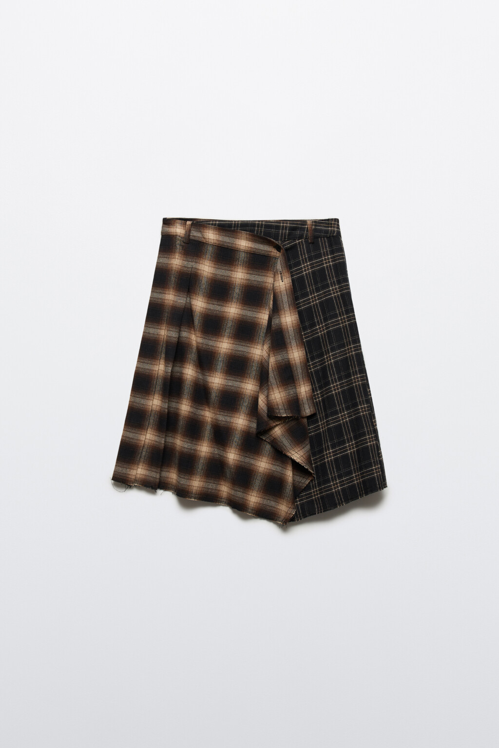 Юбка асимметричная в стиле пэчворк - цвет коричневый - 9