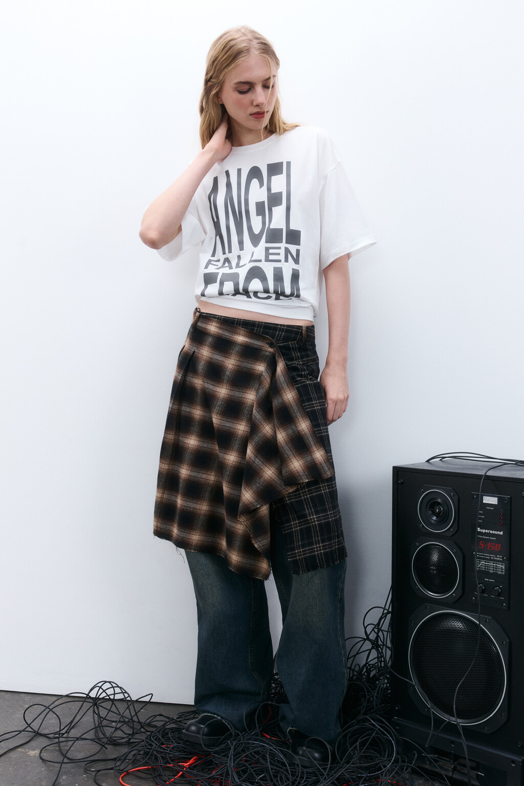 Юбка асимметричная в стиле пэчворк - цвет коричневый - 2