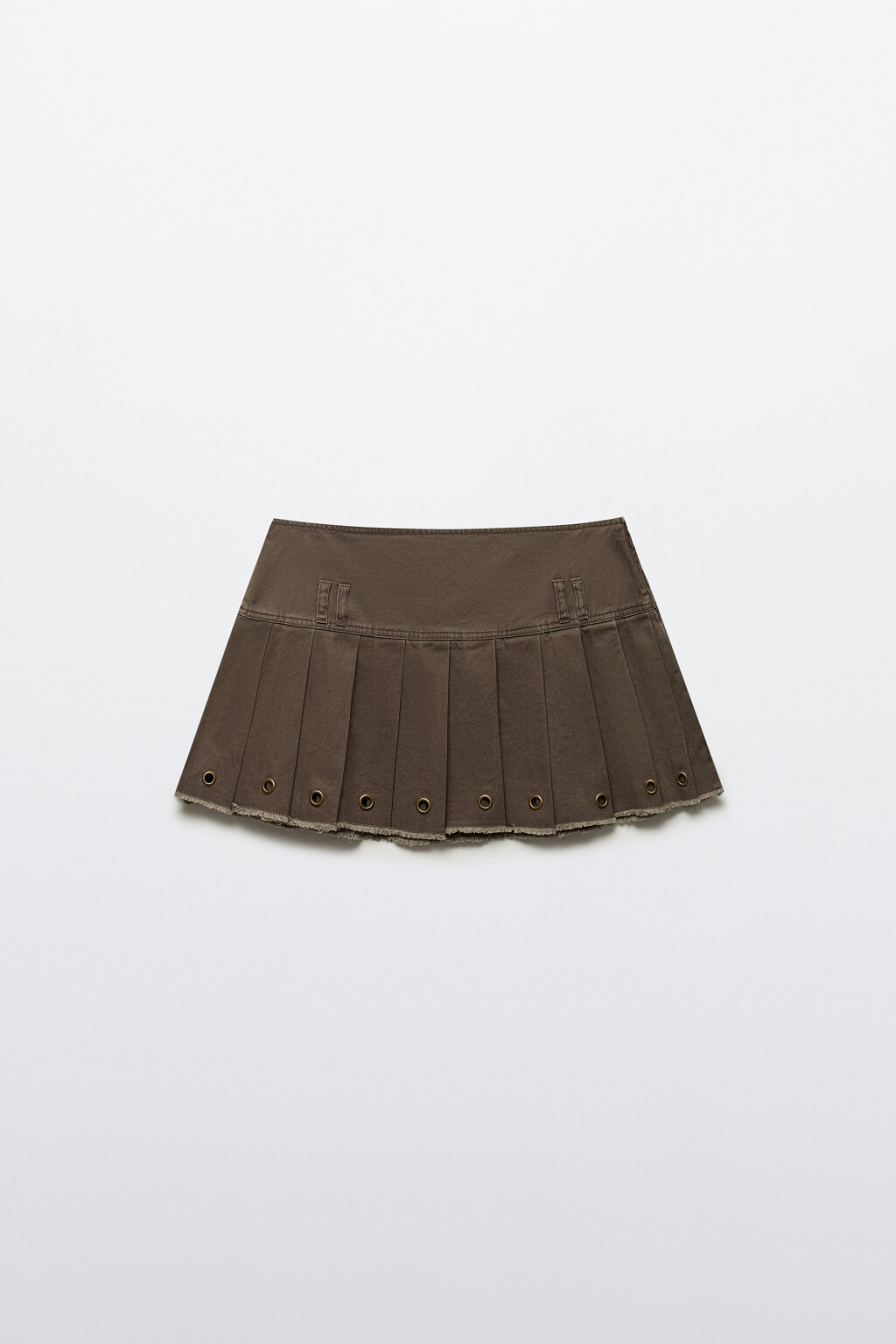 Юбка мини в складку с люверсами - цвет зеленый - 6