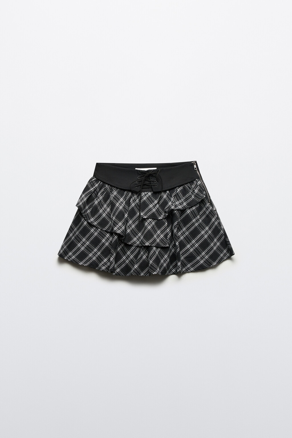 Юбка-шорты с воланами и шнуровкой - цвет черный - 8