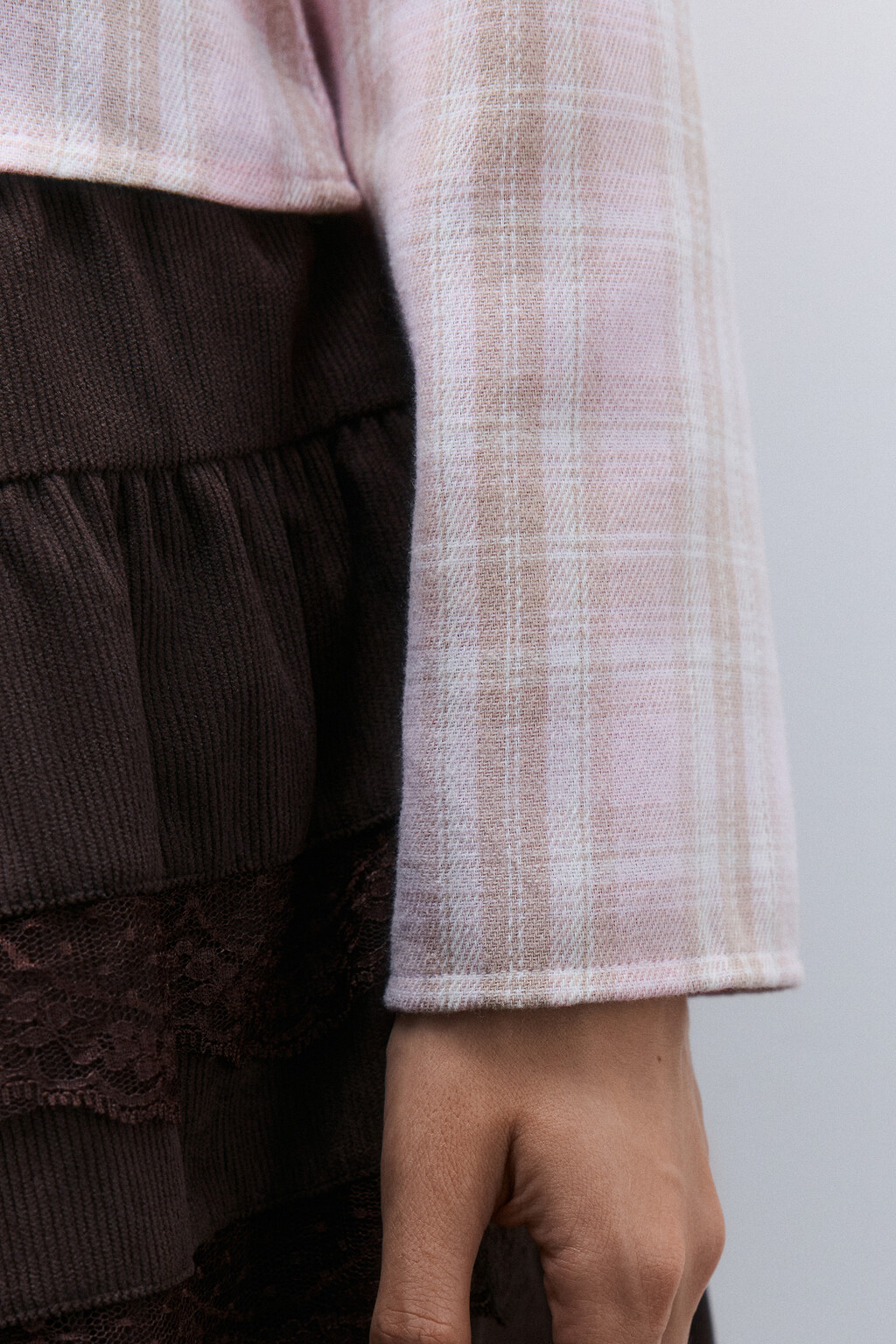 Блузка фланелевая с воротничком - цвет розовый - 6