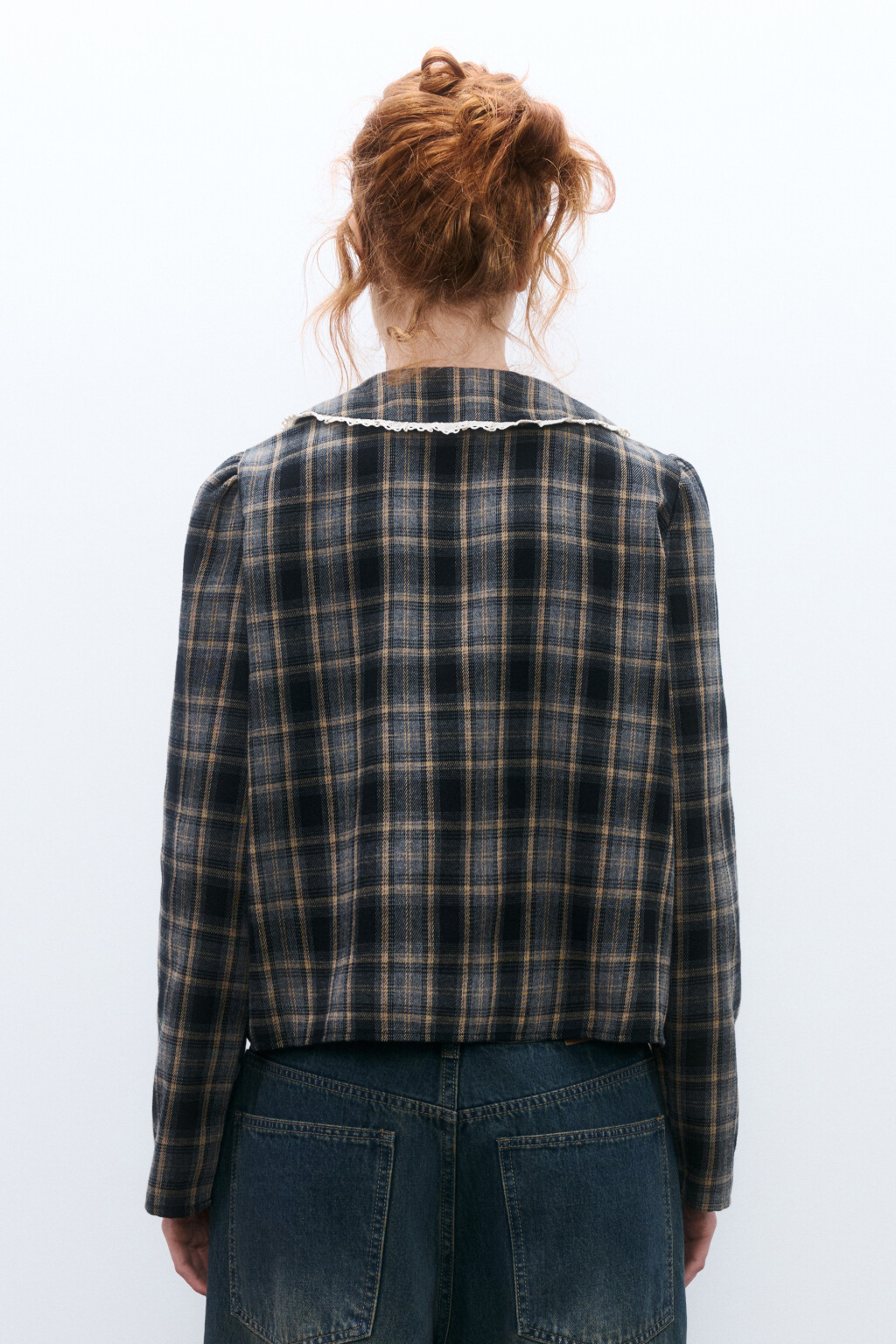 Блузка фланелевая с воротничком - цвет мультиколор - 4