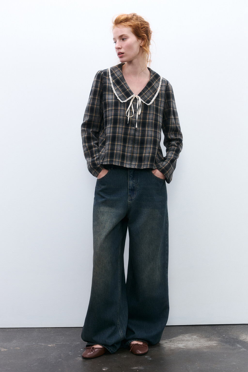 Блузка фланелевая с воротничком - цвет мультиколор - 5