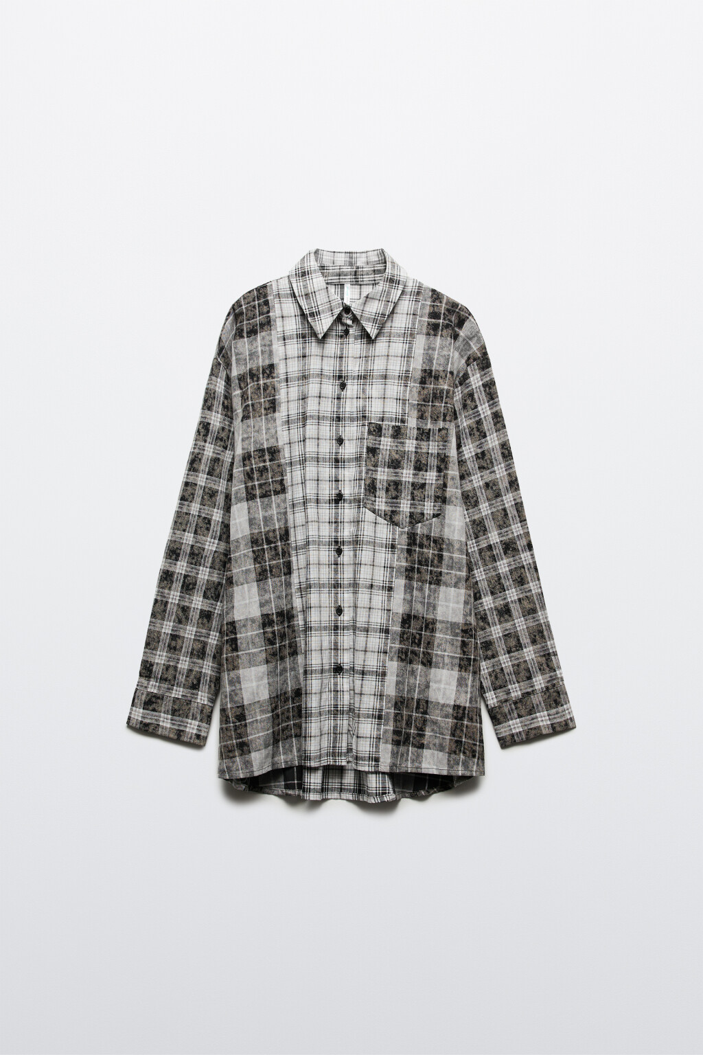 Рубашка oversize фланелевая в клетку - цвет черный - 8