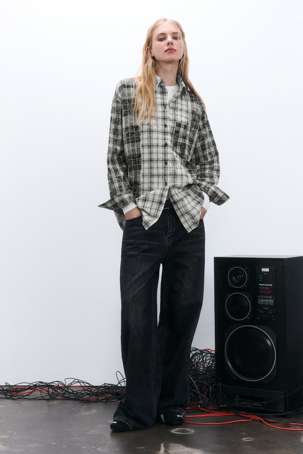 Рубашка oversize фланелевая в клетку - цвет черный - 12