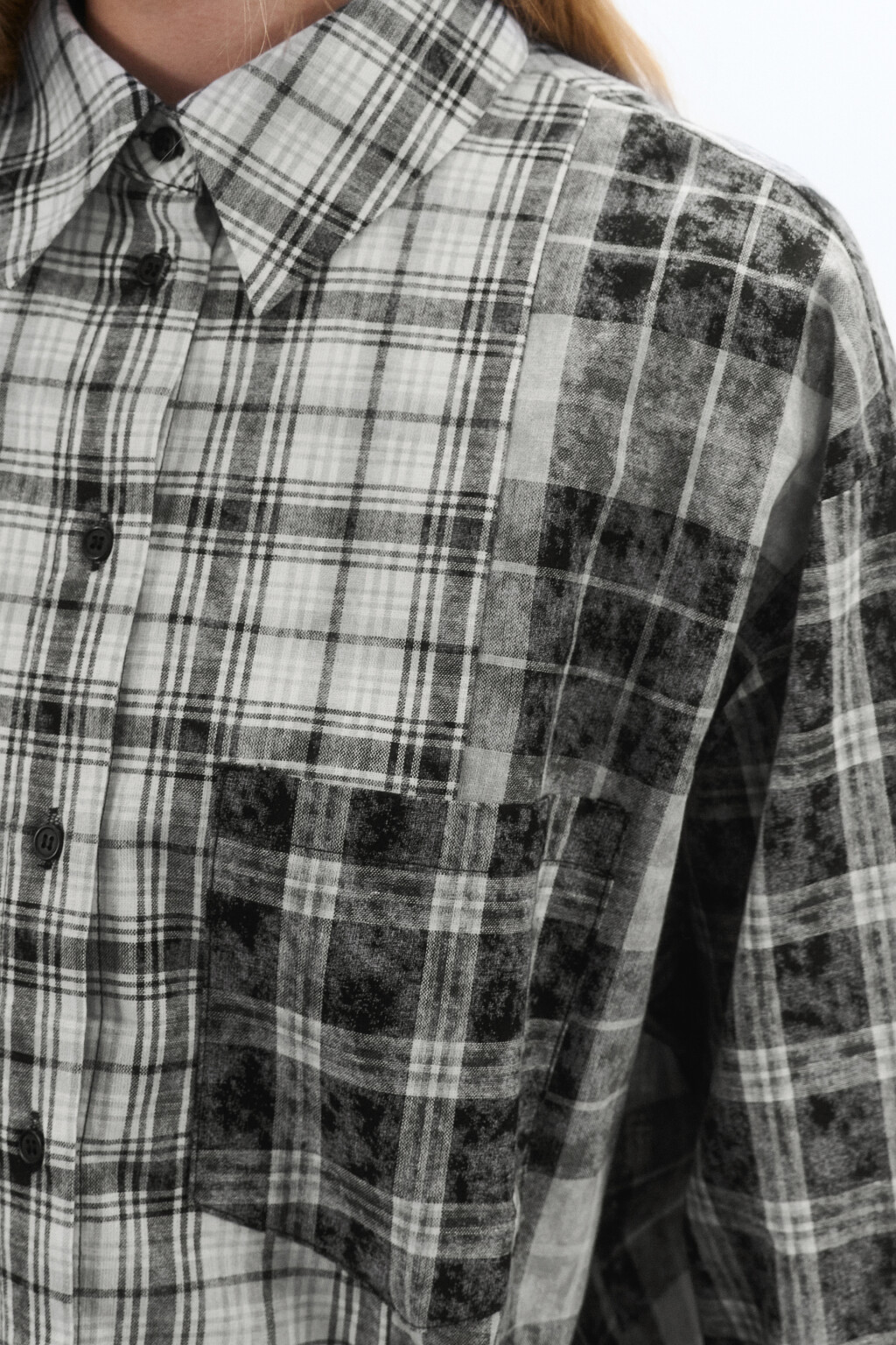 Рубашка oversize фланелевая в клетку - цвет черный - 6