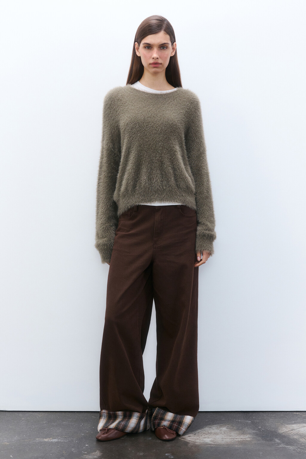 Джемпер вязаный пушистый - цвет зеленый - 5