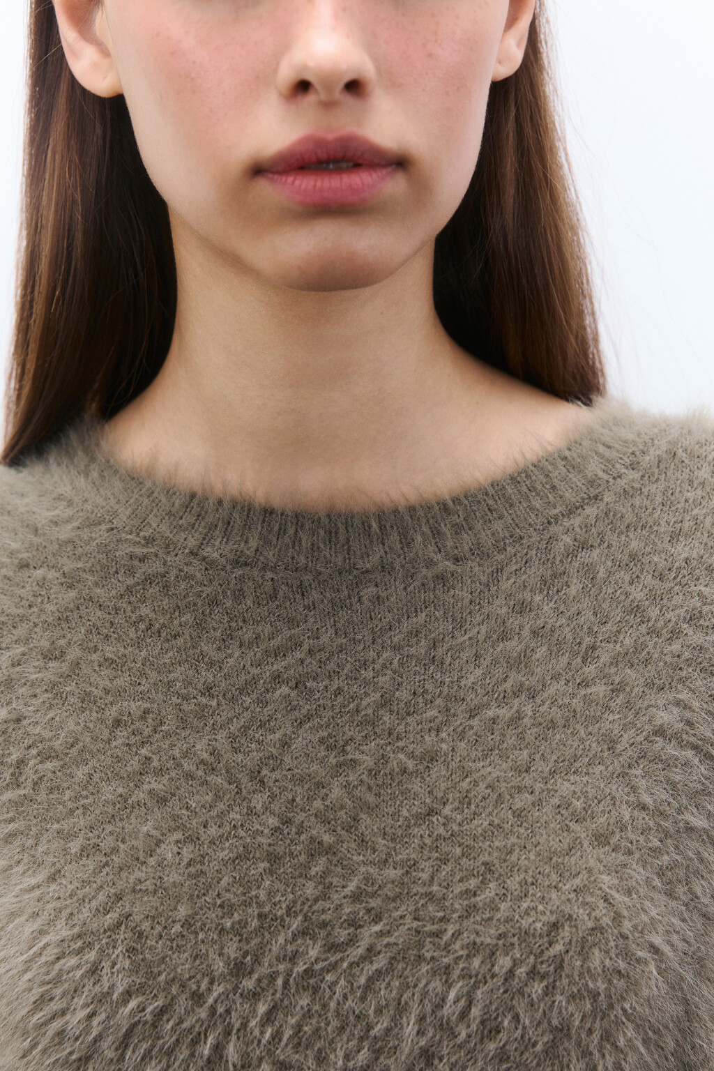 Джемпер вязаный пушистый - цвет зеленый - 6