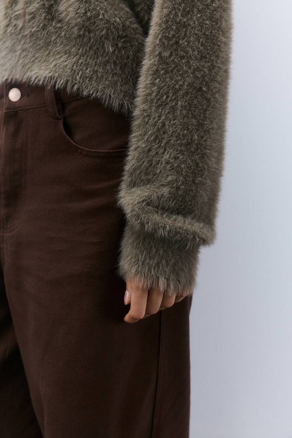 Джемпер вязаный пушистый - цвет зеленый - 7