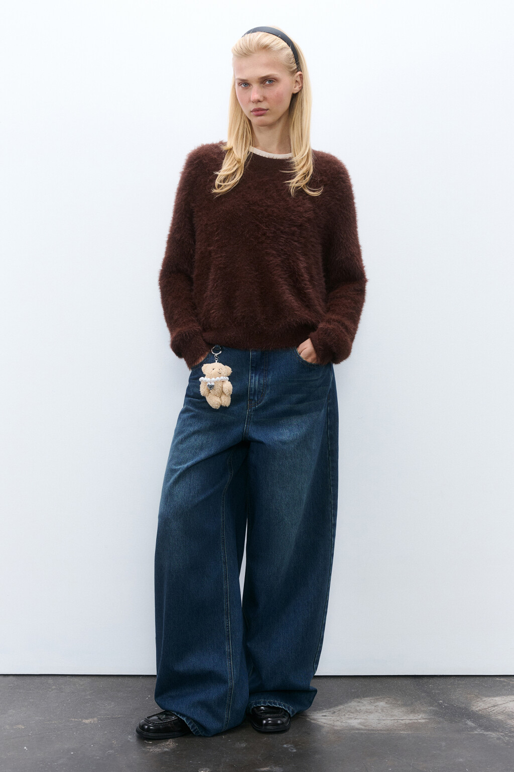 Джемпер вязаный пушистый - цвет коричневый - 5