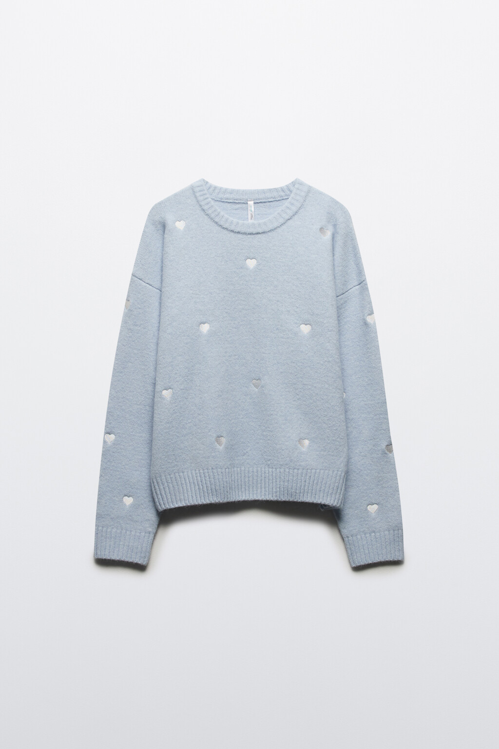 Джемпер вязаный с вышивкой-сердечками - цвет синий - 7