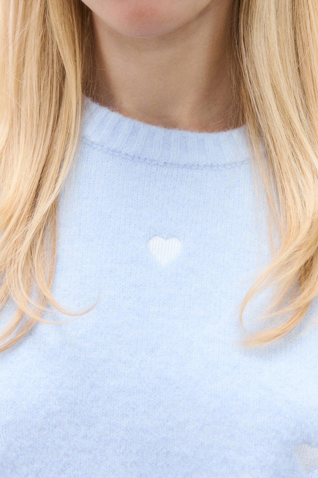 Джемпер вязаный с вышивкой-сердечками - цвет синий - 5