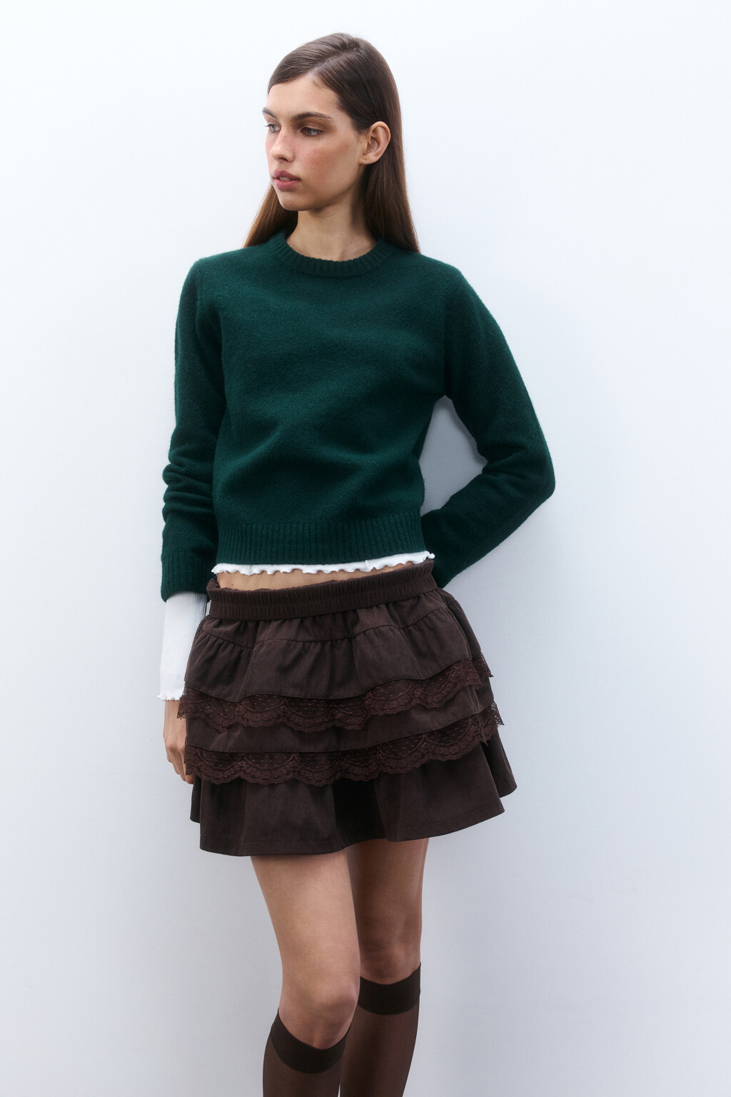 Джемпер вязаный с шерстью - цвет зеленый - 1