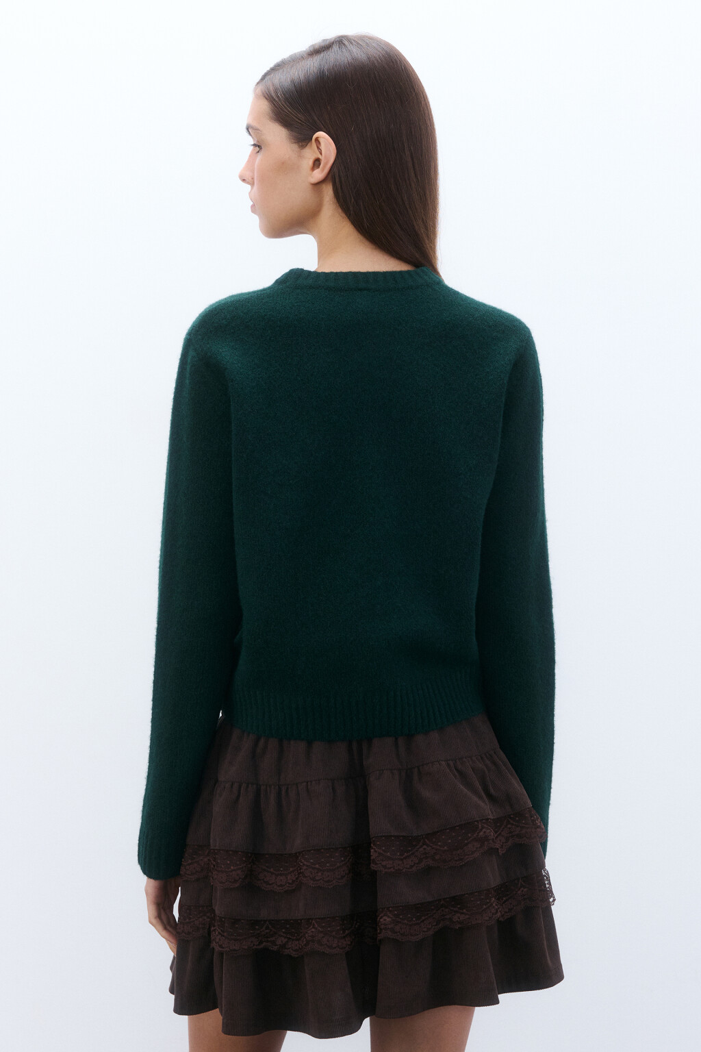 Джемпер вязаный с шерстью - цвет зеленый - 3