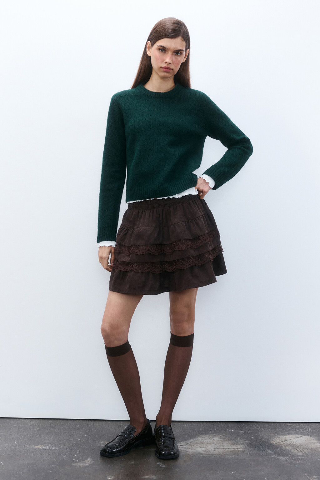 Джемпер вязаный с шерстью - цвет зеленый - 4