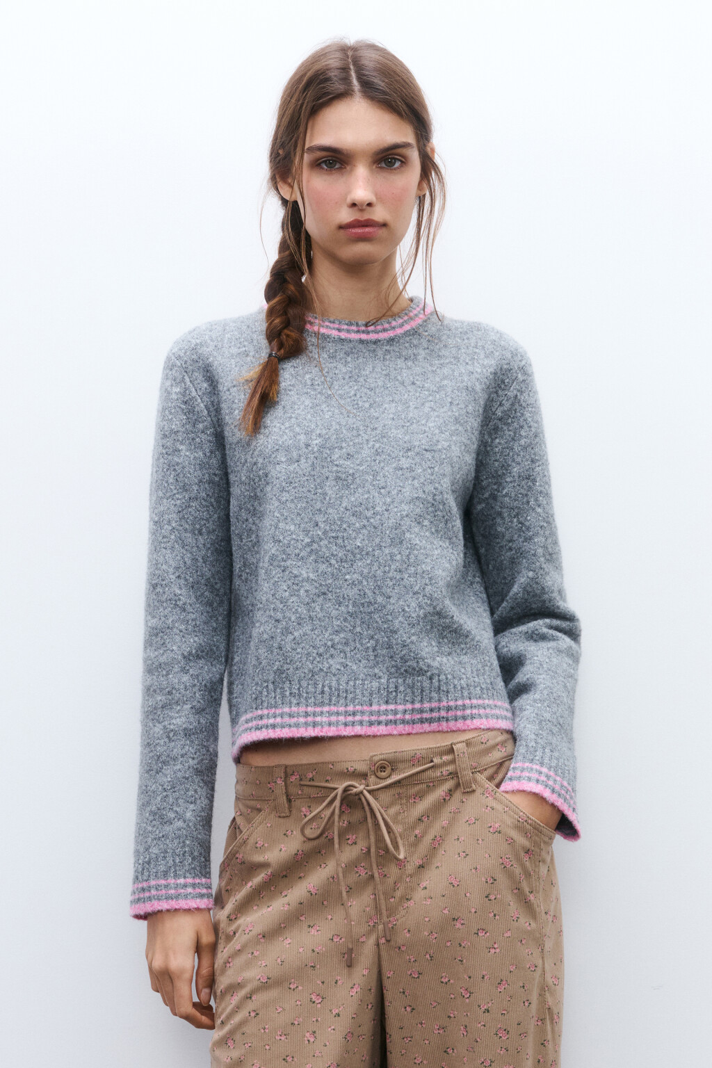 Джемпер вязаный с шерстью - цвет серый - 3