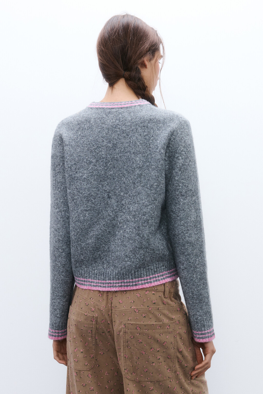 Джемпер вязаный с шерстью - цвет серый - 4