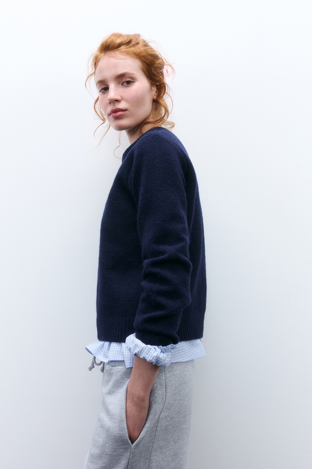 Джемпер вязаный с шерстью - цвет голубой - 1