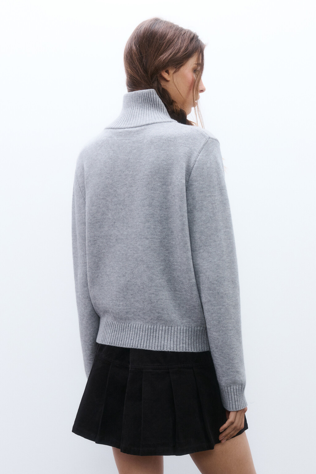 Свитер с воротником на молнии - цвет серый - 4
