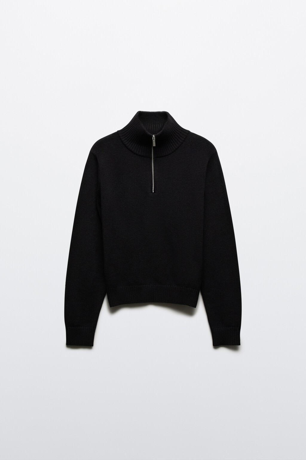 Свитер с воротником на молнии - цвет черный - 7