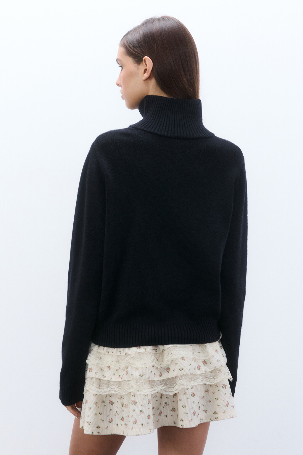 Свитер с воротником на молнии - цвет черный - 3