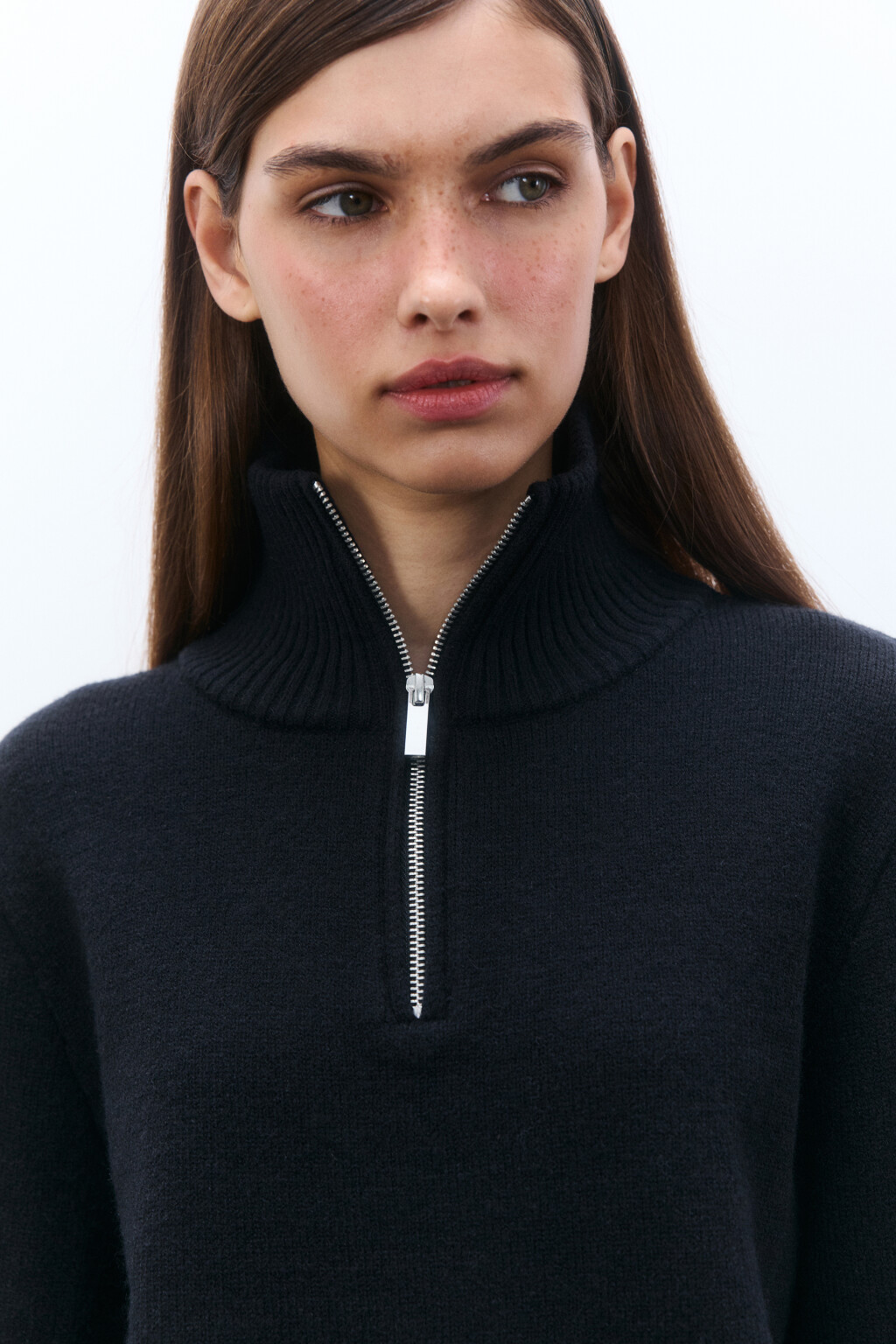 Свитер с воротником на молнии - цвет черный - 5