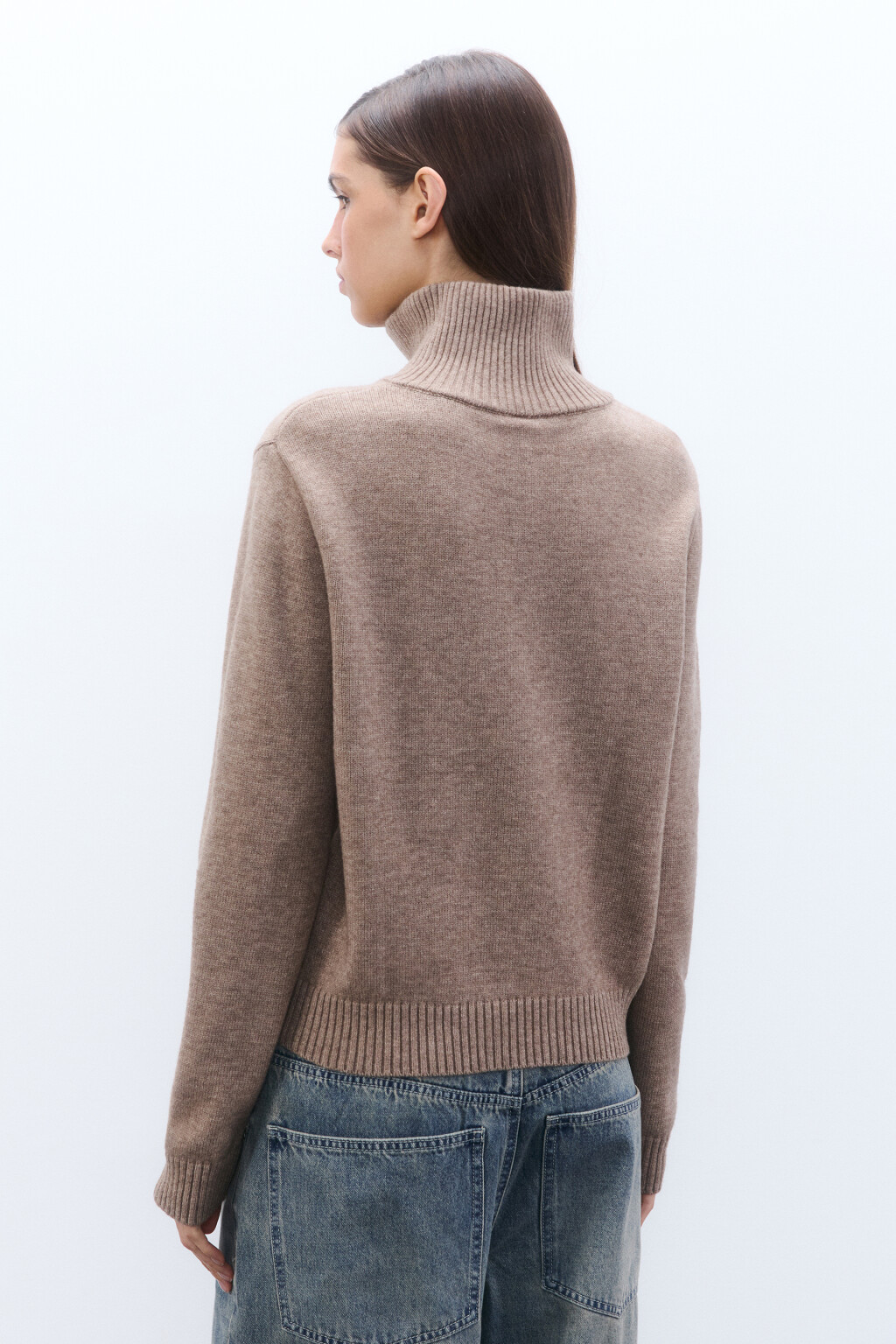 Свитер с воротником на молнии - цвет бежевый - 3