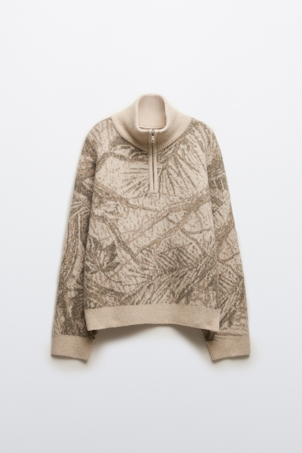 Джемпер на молнии вязаный с принтом - цвет бежевый - 7