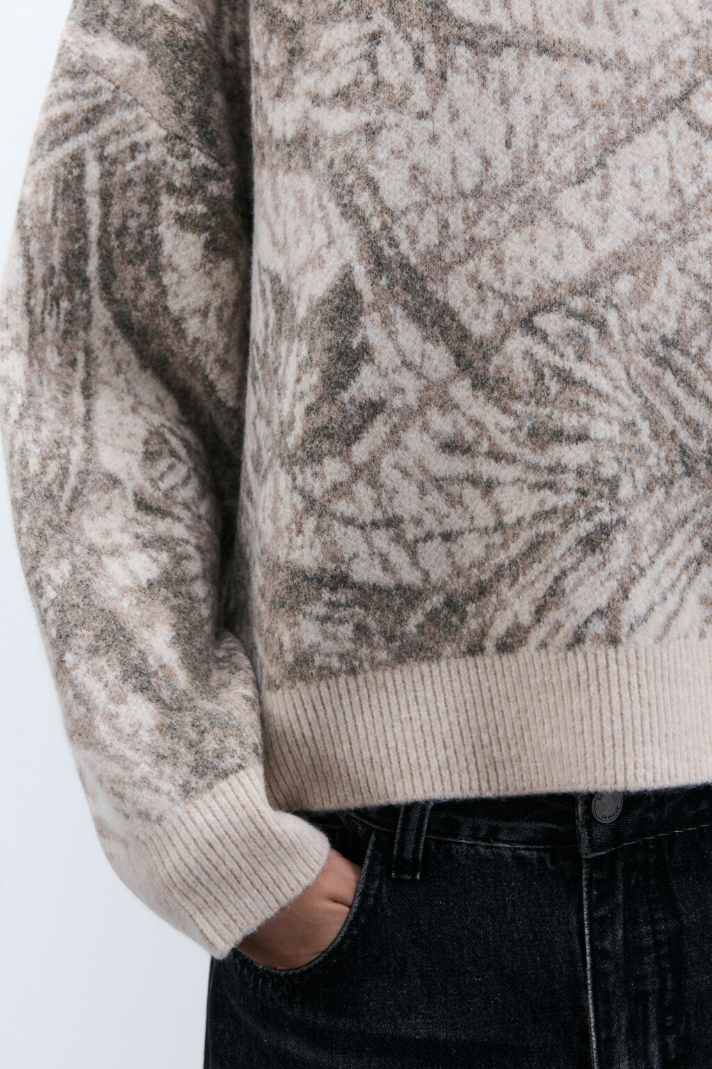 Джемпер на молнии вязаный с принтом - цвет бежевый - 6