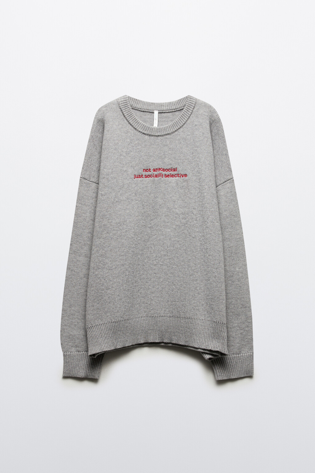 Джемпер вязаный с надписью - цвет серый - 8