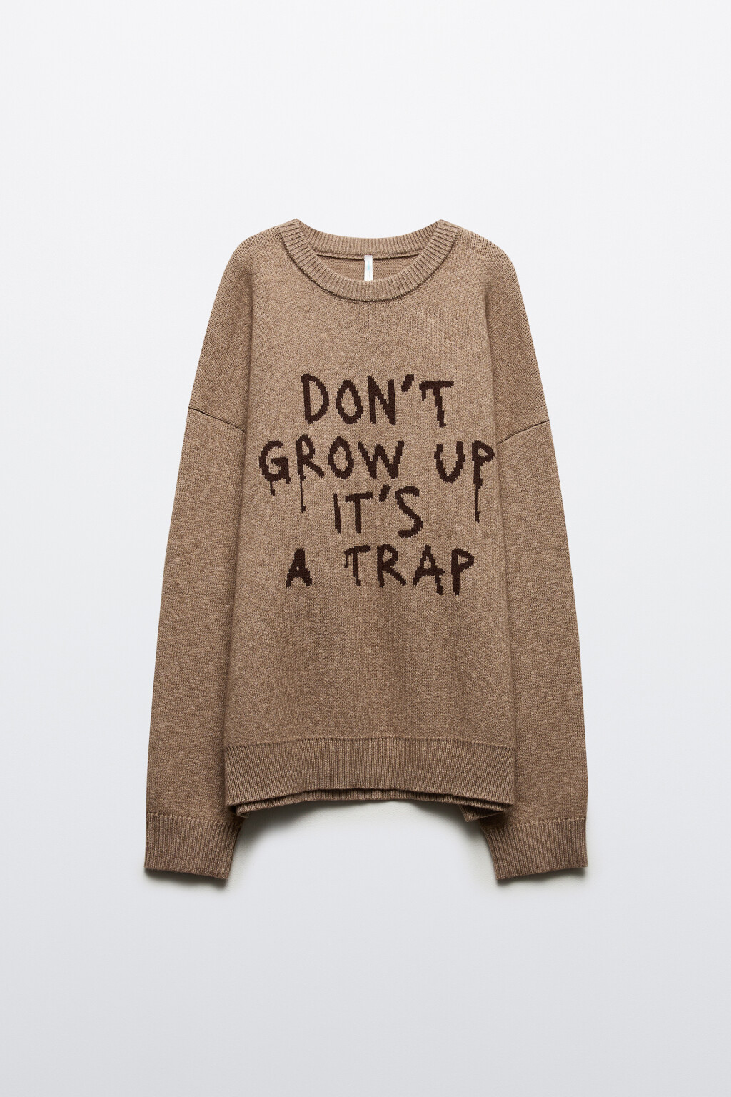 Джемпер вязаный с надписью - цвет бежевый - 8