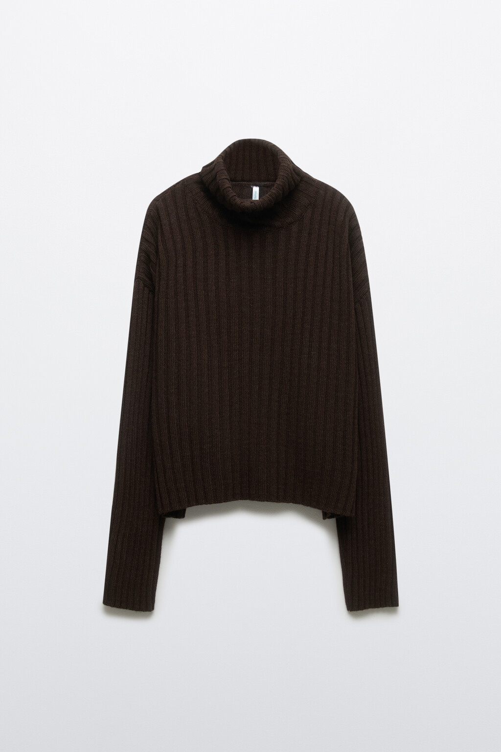 Свитер короткий вязаный в рубчик - цвет коричневый - 7