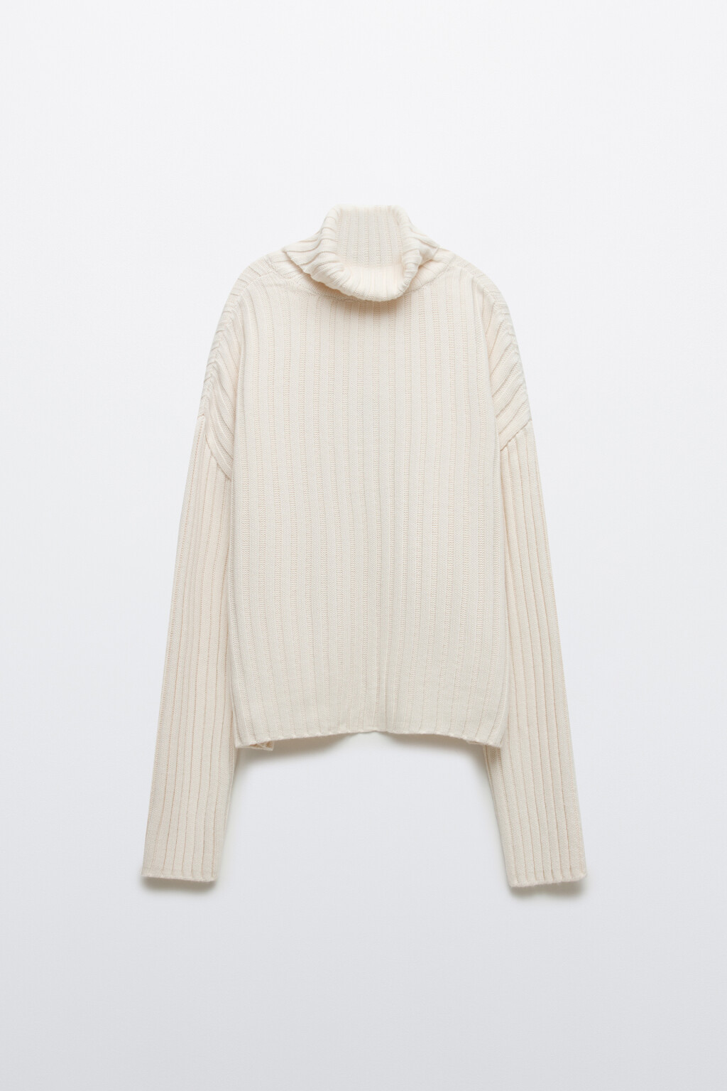 Свитер короткий вязаный в рубчик - цвет молочный - 7